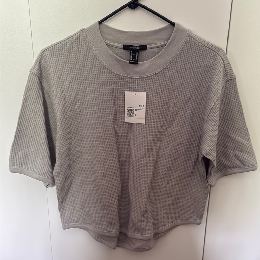 Forever 21 Gray Cropped Boxy T-Shirt